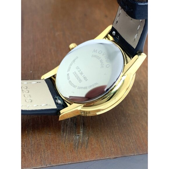 Movado Women's Watch 0607275 Swiss Quartz Gold Museum Black Dial Leather Band - Picture 7 of 14